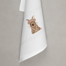 Lade das Bild in den Galerie-Viewer, Geschirrtuch Hase mit Blumenkranz, weiß