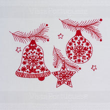 Lade das Bild in den Galerie-Viewer, Geschirrtuch Weihnachtsornamente, weiß