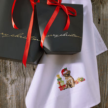 Lade das Bild in den Galerie-Viewer, Geschirrtuch Weihnachtshund, weiß