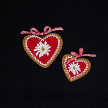 Load image into Gallery viewer, Geschirrtuch 2 Herzen mit Edelweiß, schwarz