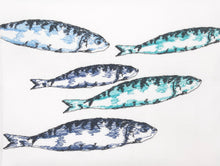 Lade das Bild in den Galerie-Viewer, Geschirrtuch Sardinen Türkis-Petrol