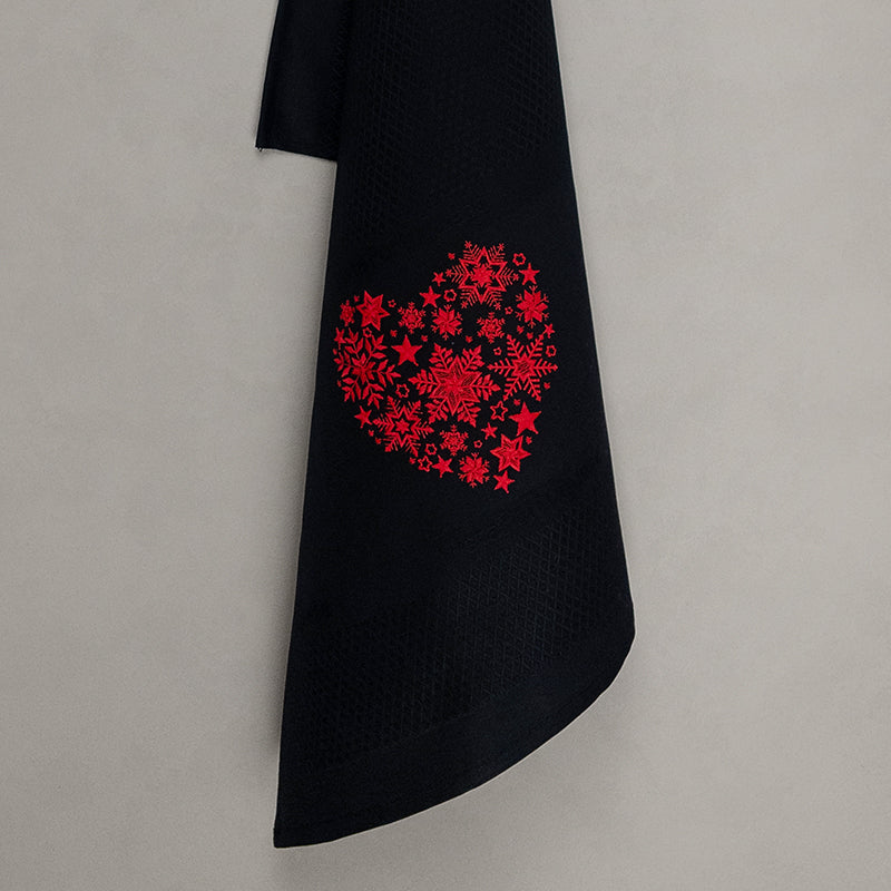 Geschirrtuch Weihnachtsherz, schwarz