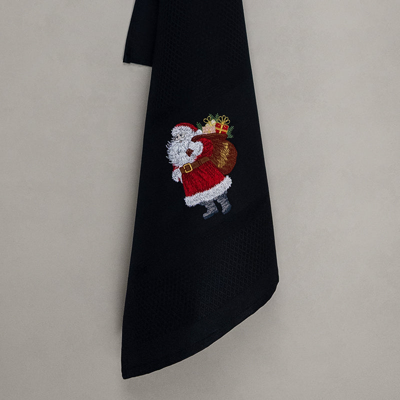 Geschirrtuch Weihnachtsmann, schwarz