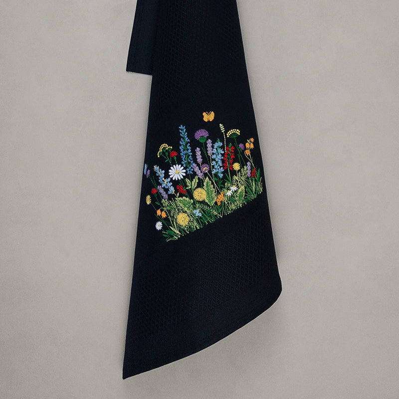 Geschirrtuch Blumenwiese, schwarz