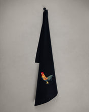 Load image into Gallery viewer, Rooster tea towel, black
