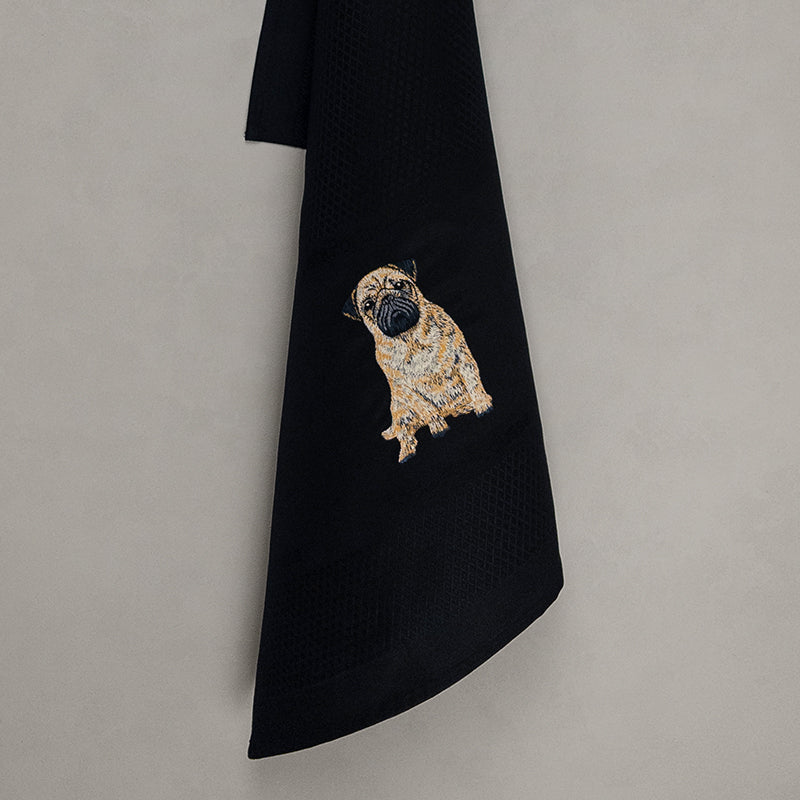 Geschirrtuch Mops, schwarz