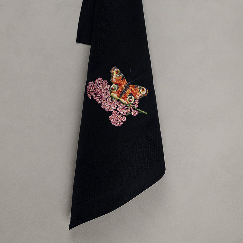 Geschirrtuch Schmetterling, schwarz