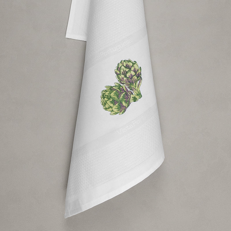 Artichoke tea towel, white