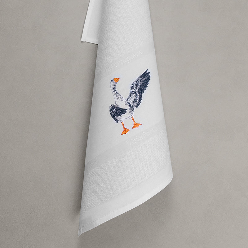 Tea towel goose, white