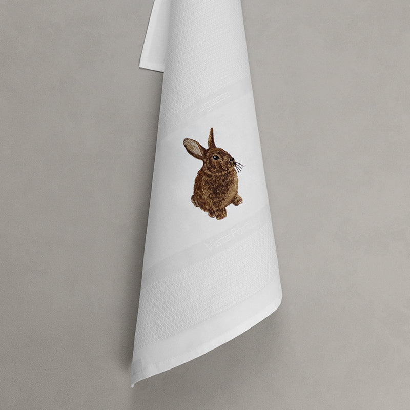 Rabbit tea towel, white