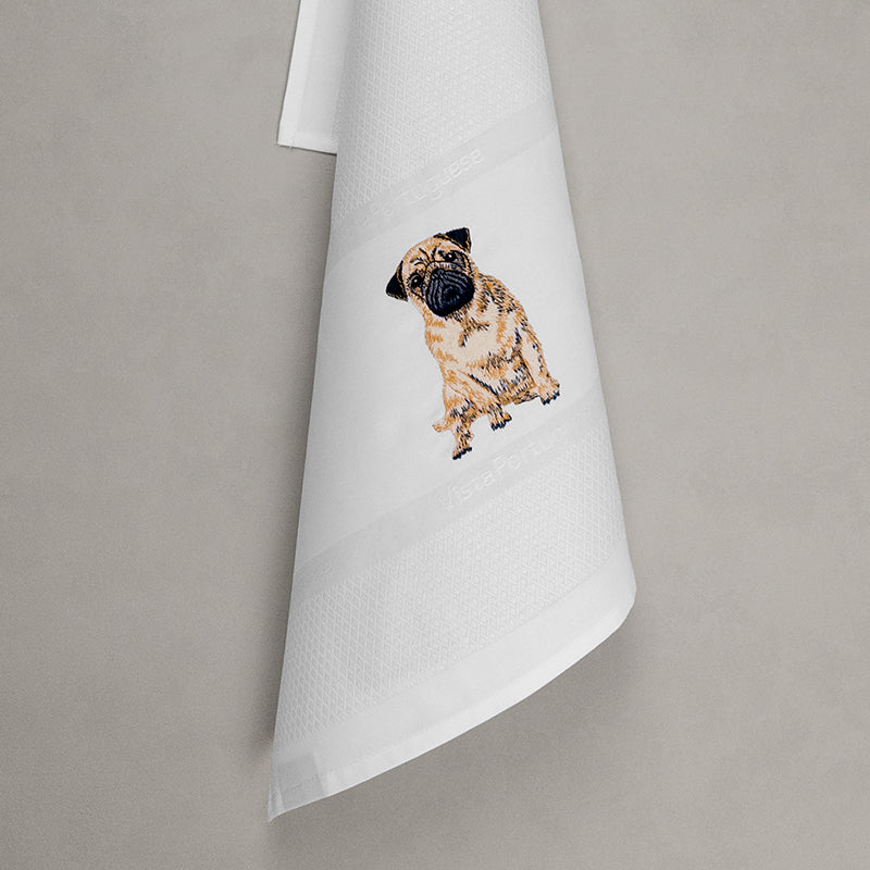 Geschirrtuch Mops, weiß