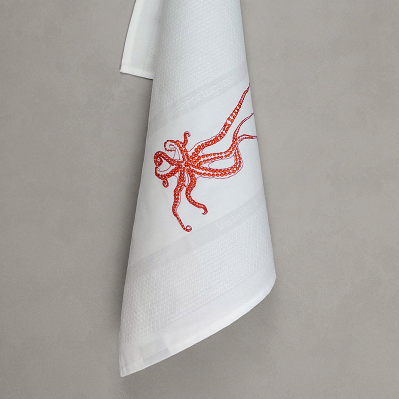 Octopus tea towel, white