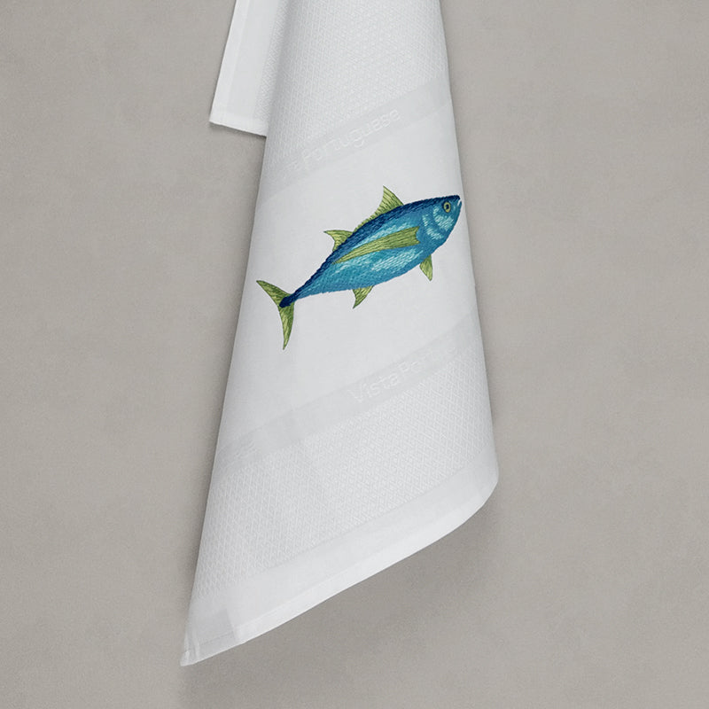 Tea towel tuna, white