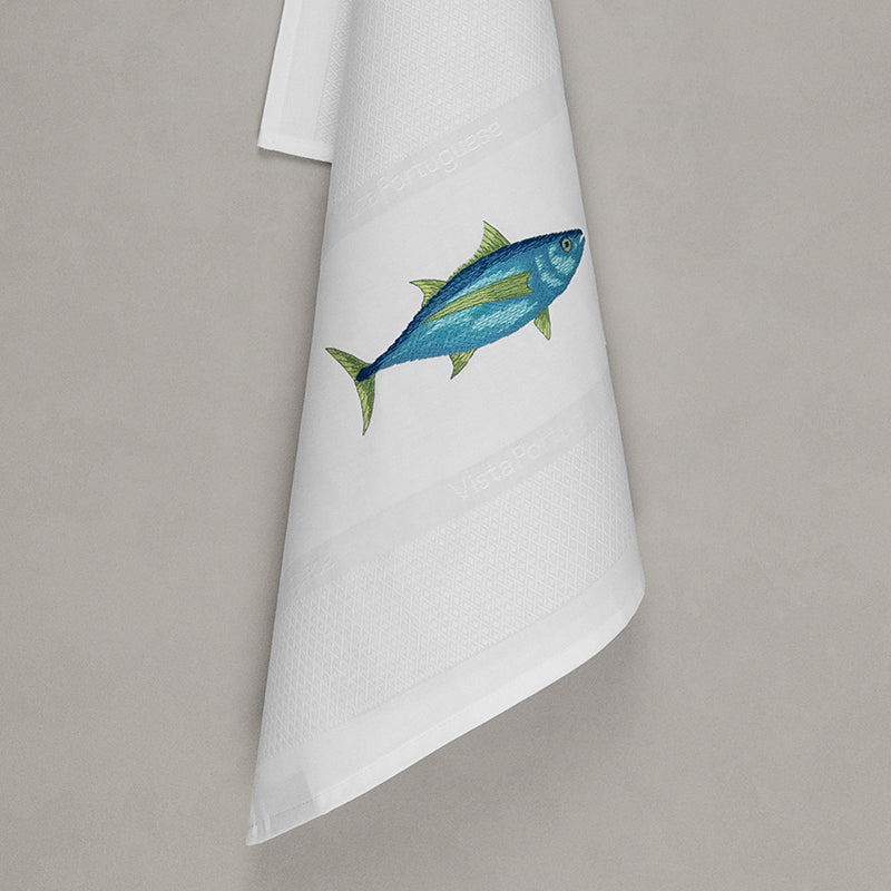 Tea towel tuna, white