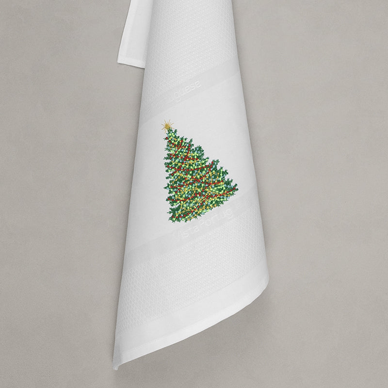 Tea towel heart, white