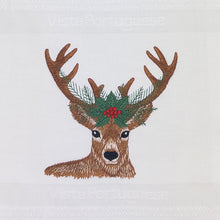 Lade das Bild in den Galerie-Viewer, Geschirrtuch Weihnachtshirsch, weiß
