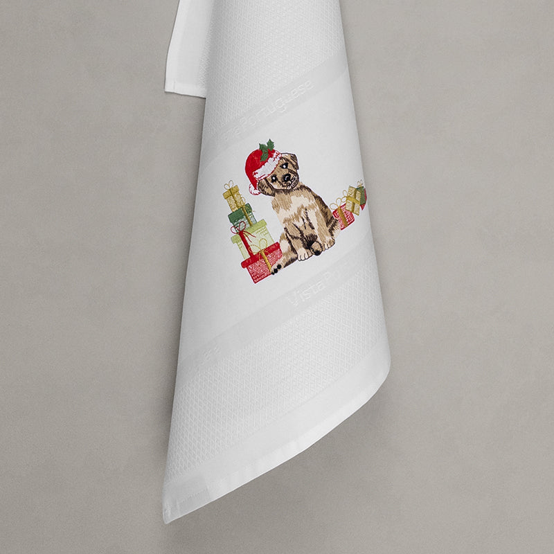 Geschirrtuch Weihnachtshund, weiß