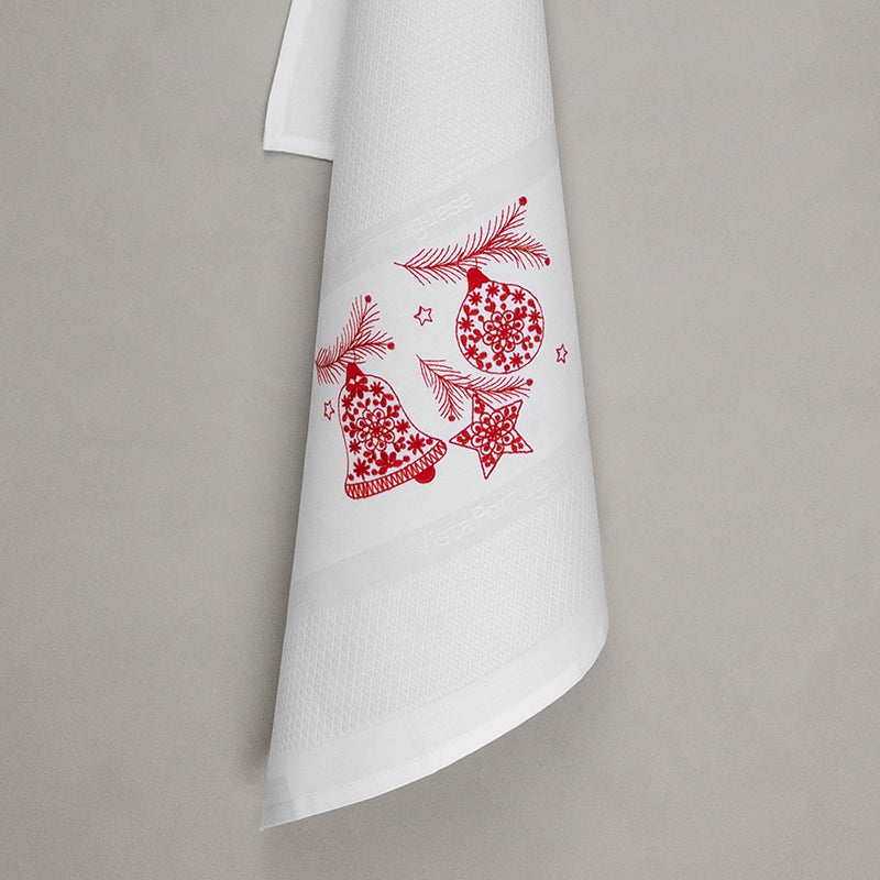 Geschirrtuch Weihnachtsornamente, weiß