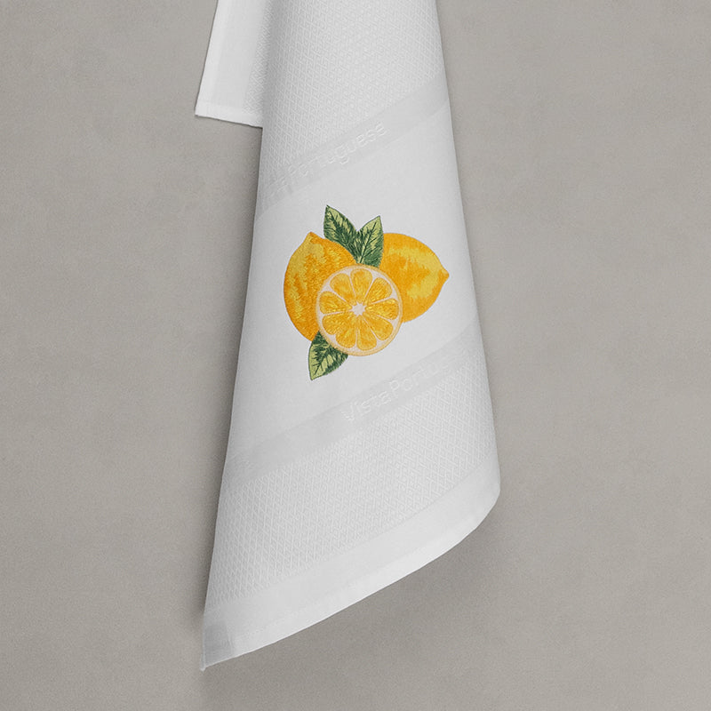 Tea towel lemon, white