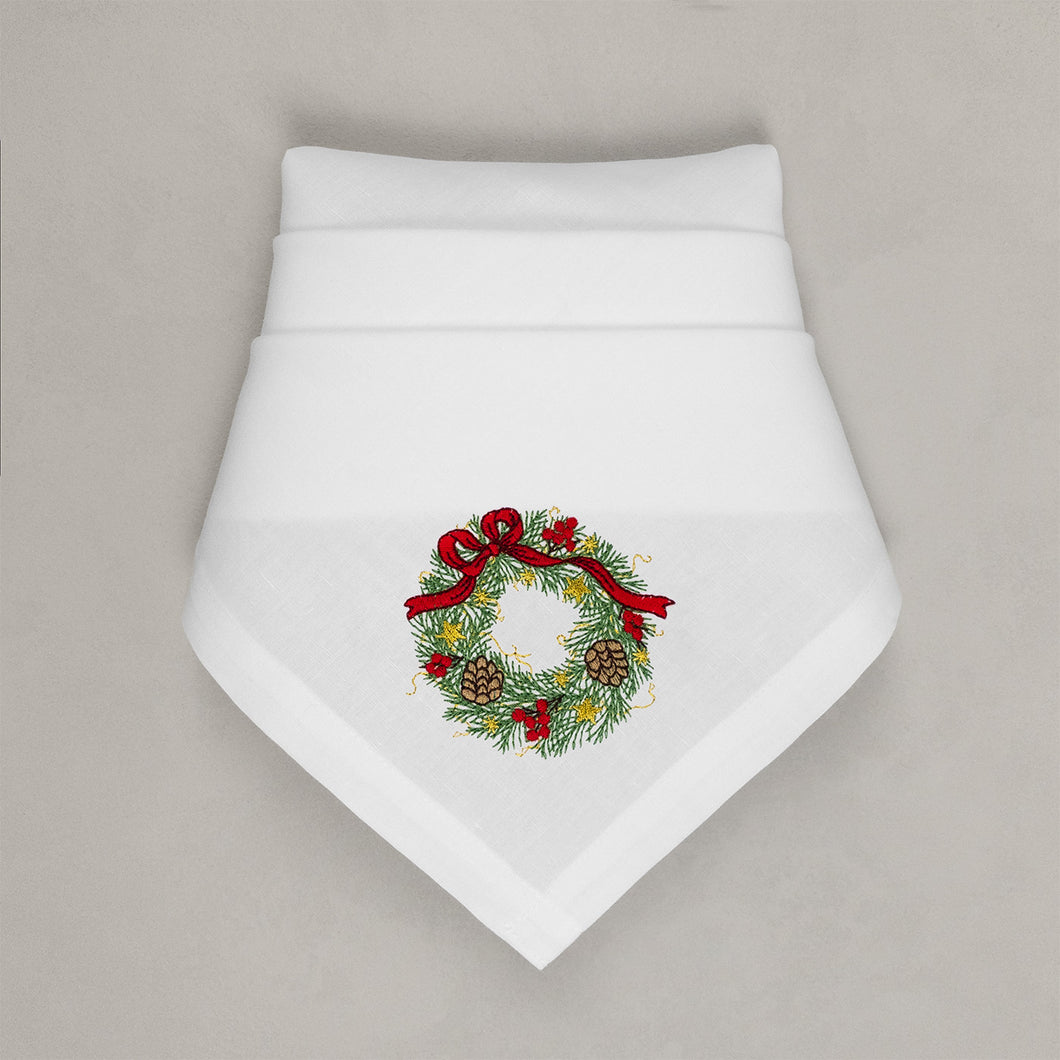 Serviette Adventskranz, weiß