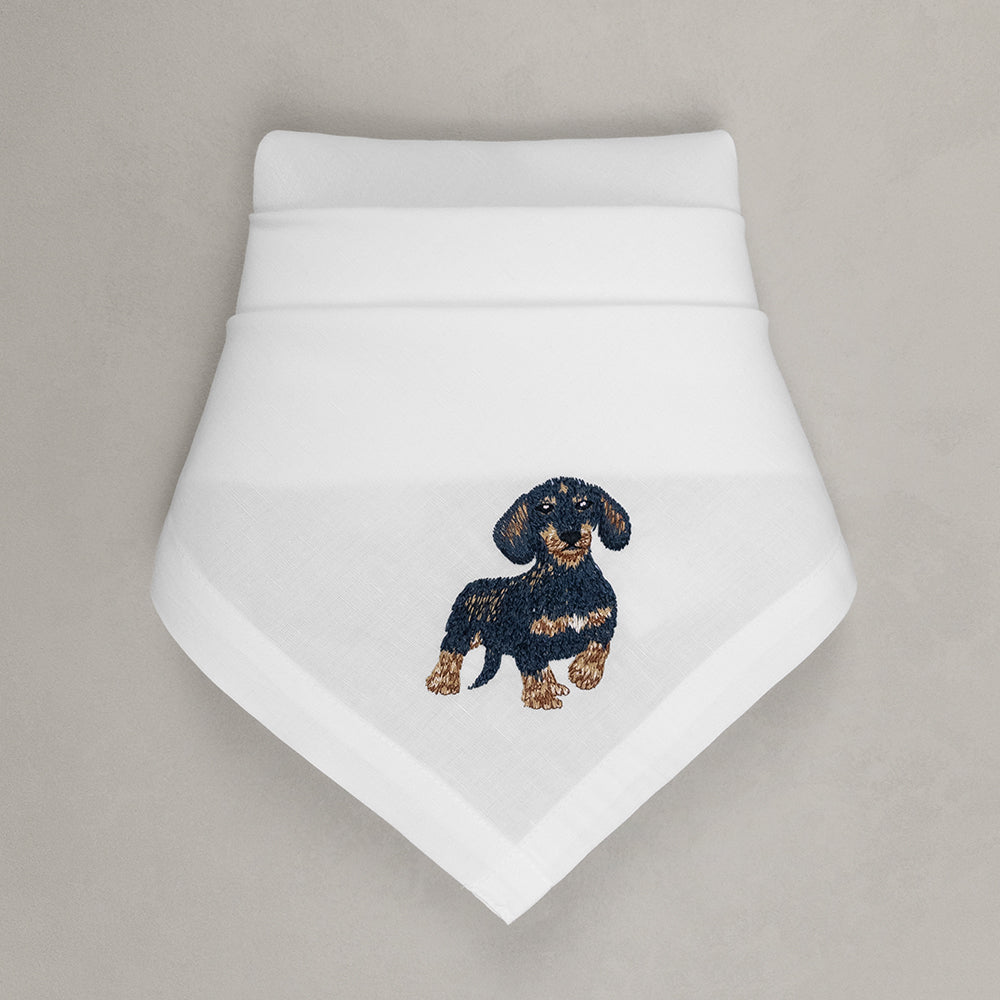 Serviette Dackel, weiß