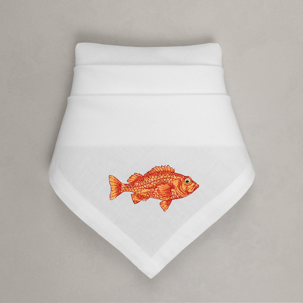Serviette Rotbarsch, weiß