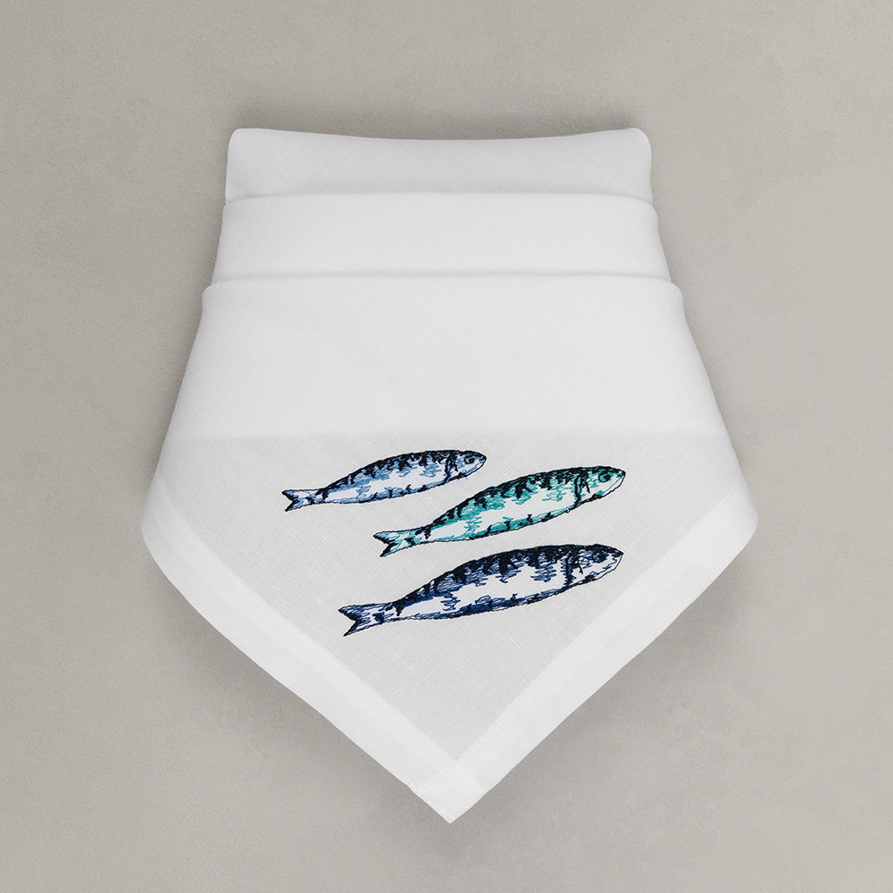 Serviette Sardinenschwarm, blau