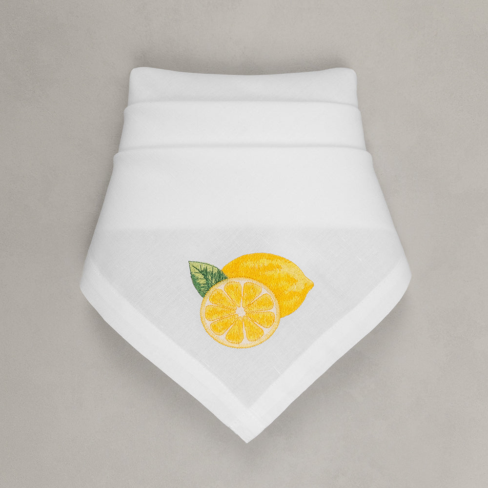 Serviette Zitrone, weiß