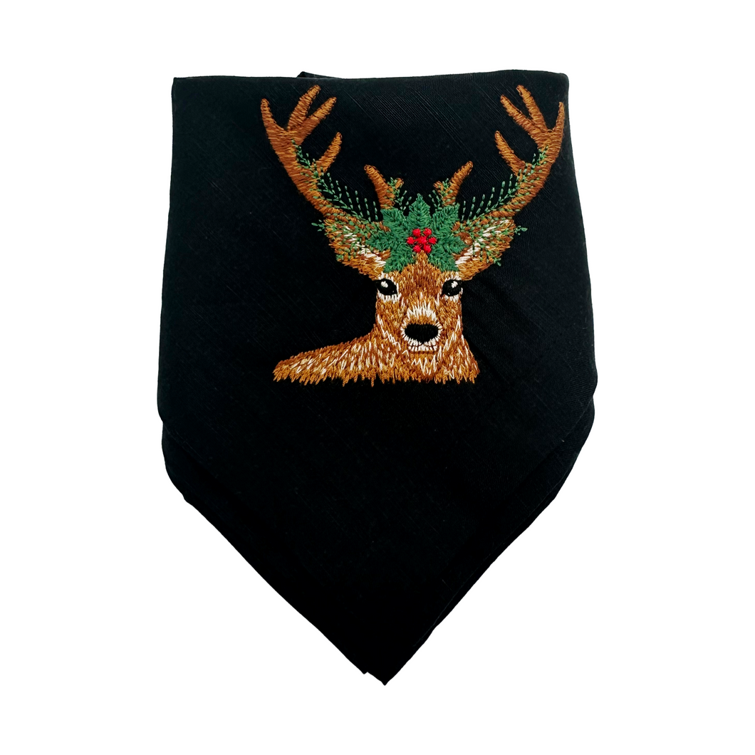 Serviette Christmas Deer Pine, schwarz