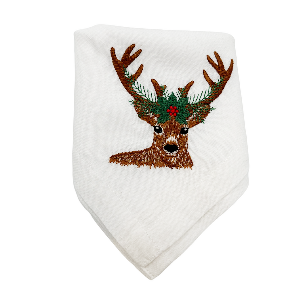 Serviette Christmas Deer Pine, weiß