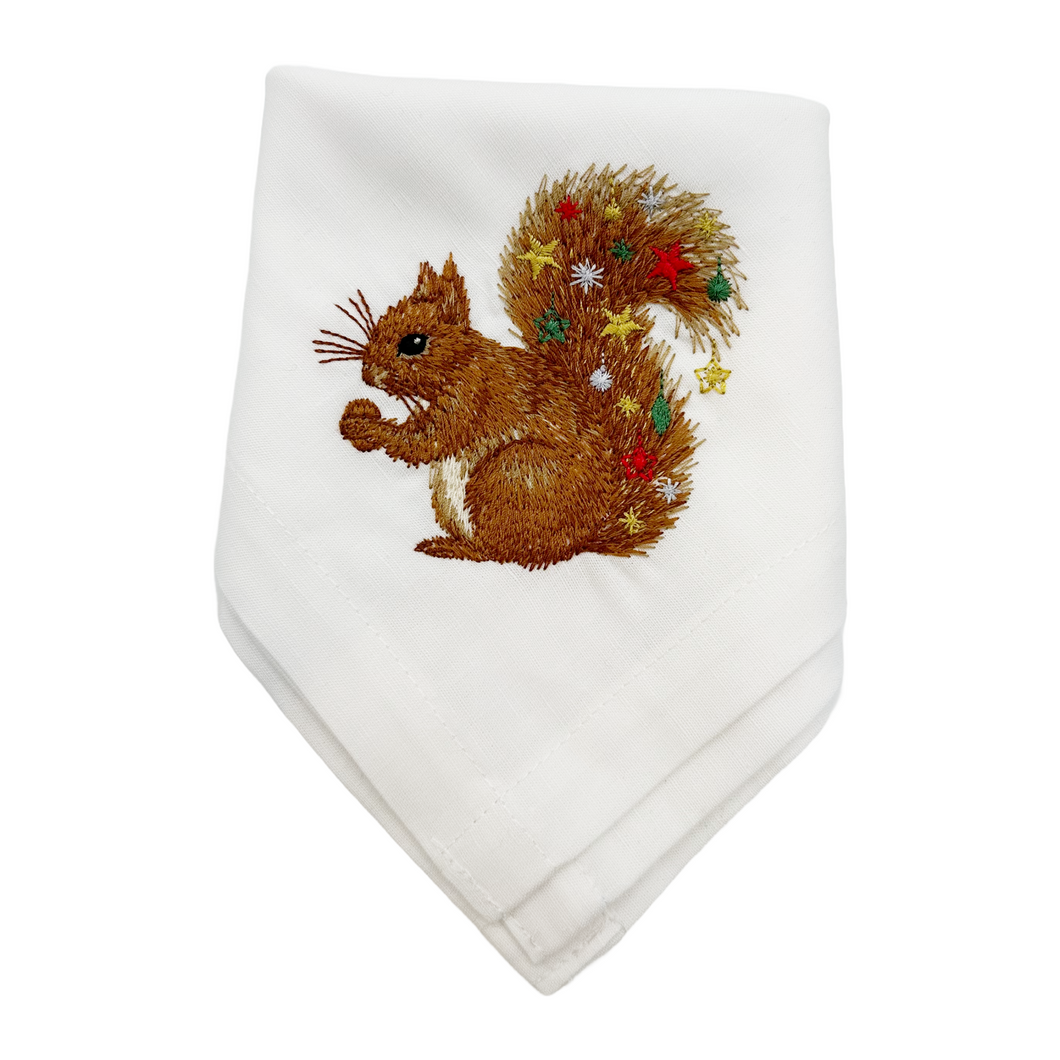 Serviette Christmas Sqirrel Stars, weiß