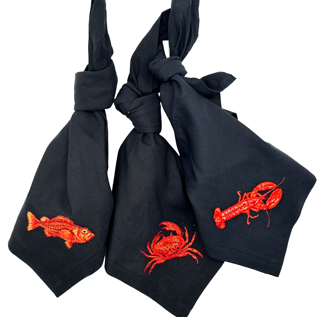 Servietten Seafood Black - 3 teiliges Set