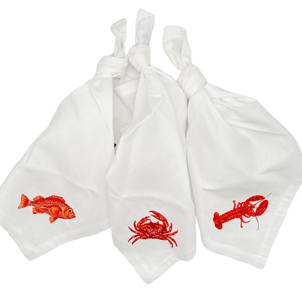 Servietten Seafood White - 3 teiliges Set