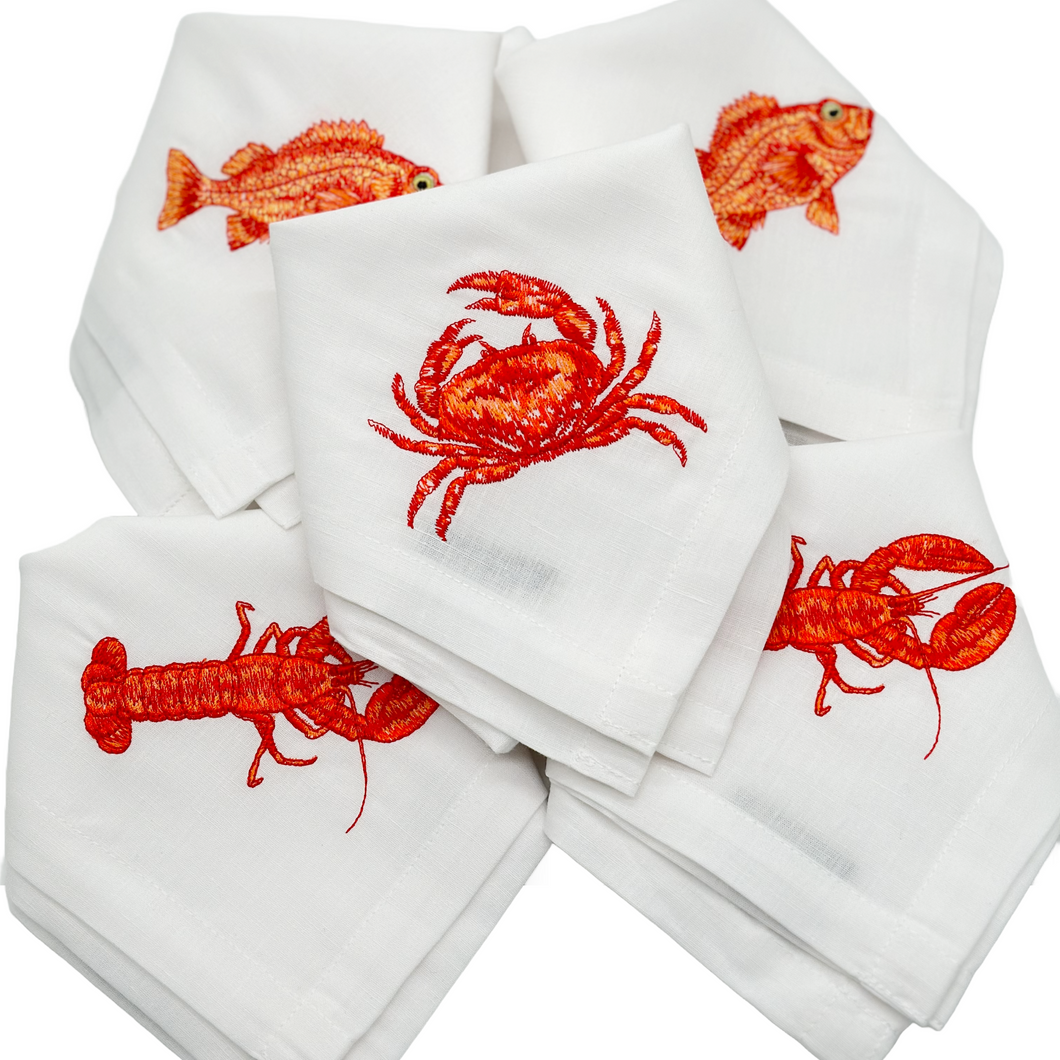 Servietten Seafood White - 6 teiliges Set