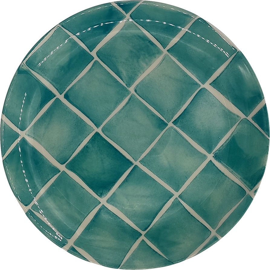 Multicolor Graphics Dessert Plate - Square turquoise