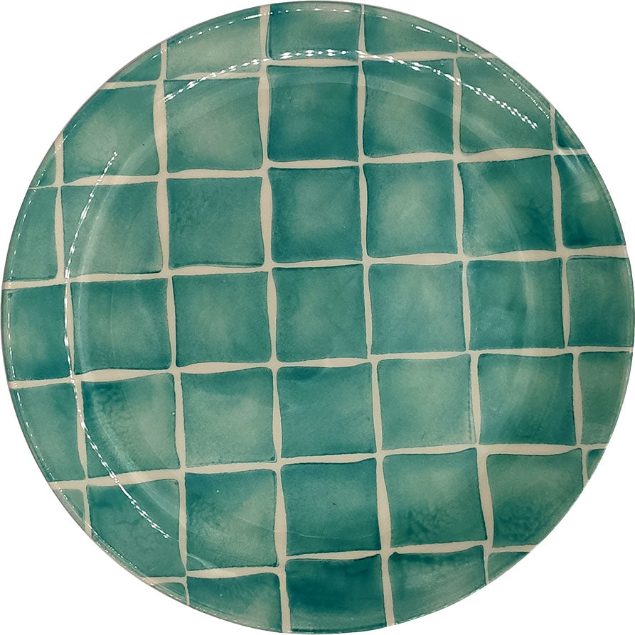 Multicolor Graphics Dinner Plate - Square turquoise