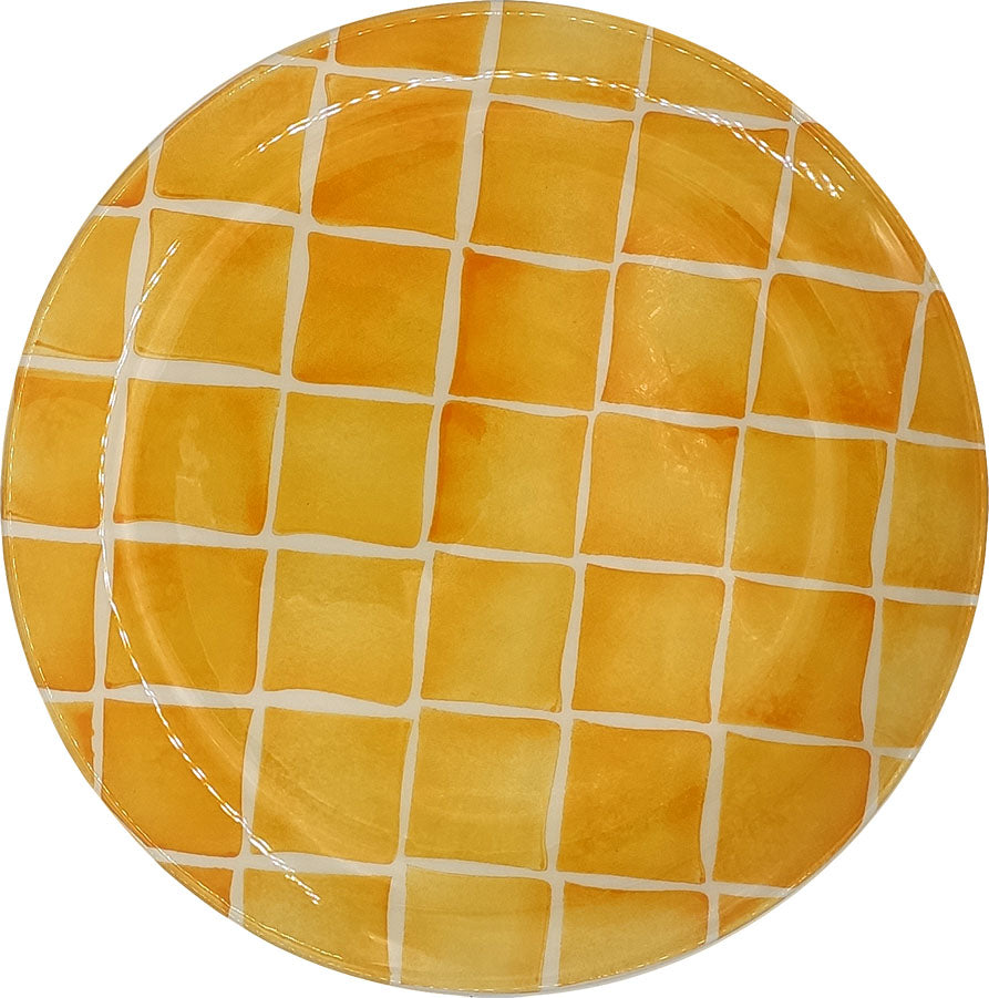Multicolor Graphics Dinner Plate - Square yellow