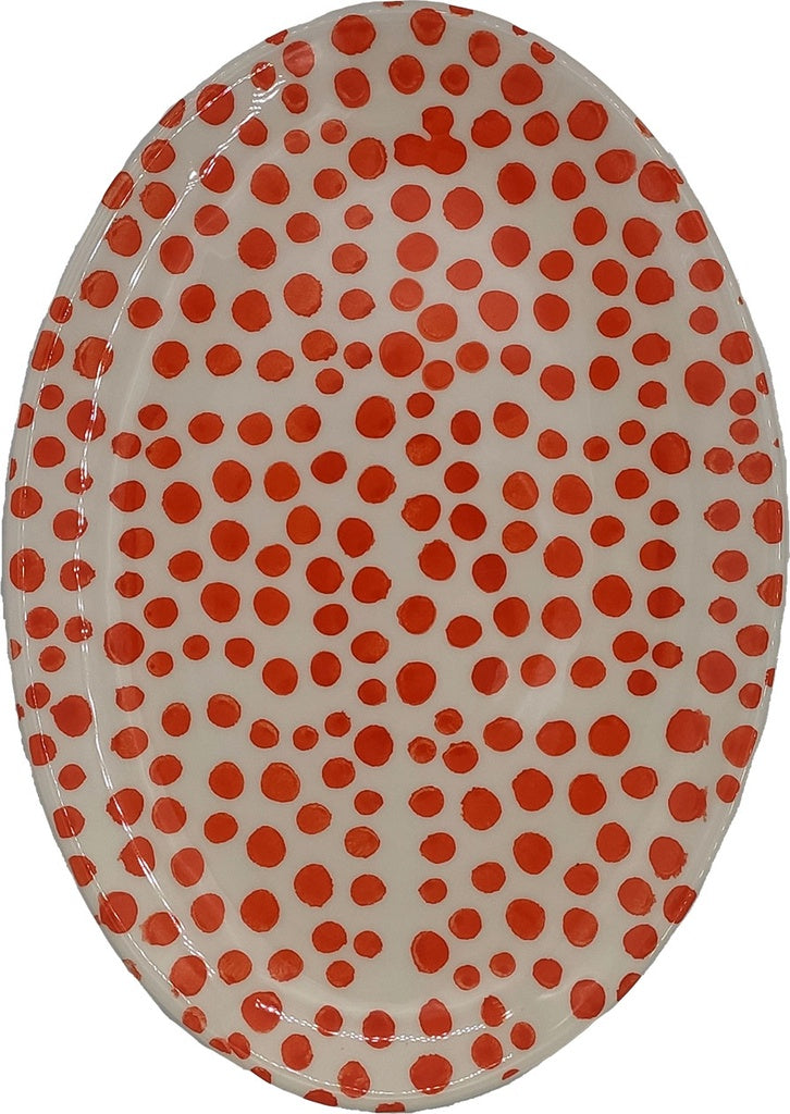 Multicolor Graphics Mini Oval Platter - Dots coral