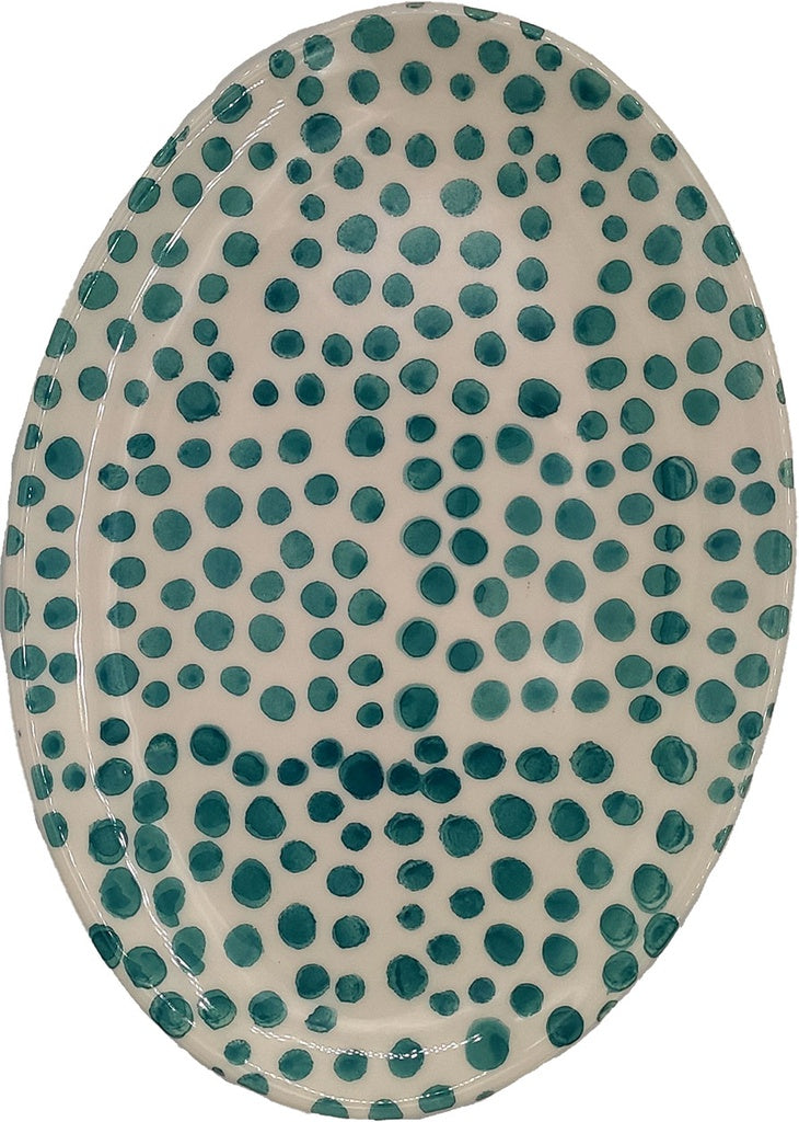 Multicolor Graphics Mini Oval Platter - Dots turquoise