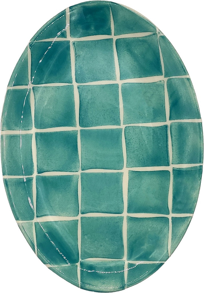 Multicolor Graphics Mini Oval Platter - Square turquoise