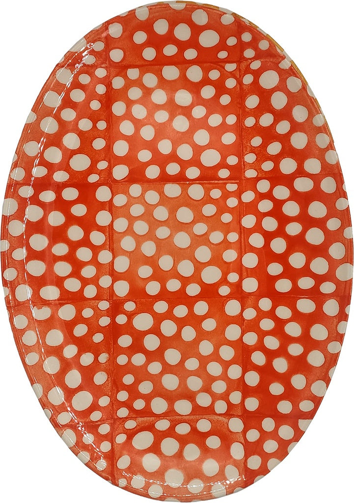 Multicolor Graphics Oval Platter - Dots coral