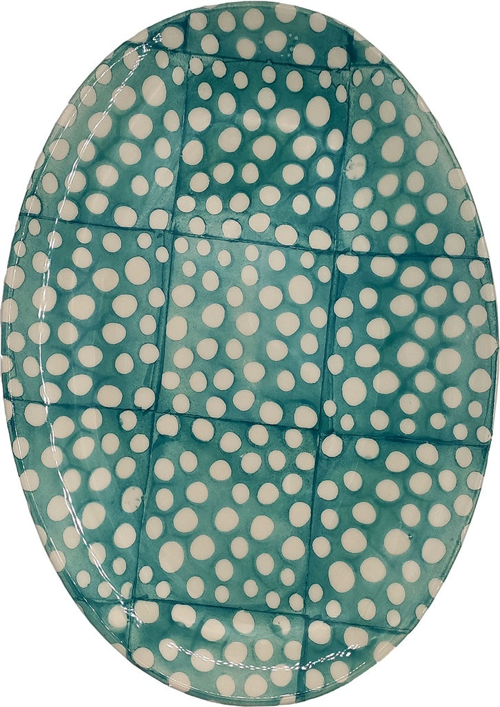 Multicolor Graphics Oval Platter - Dots turquoise