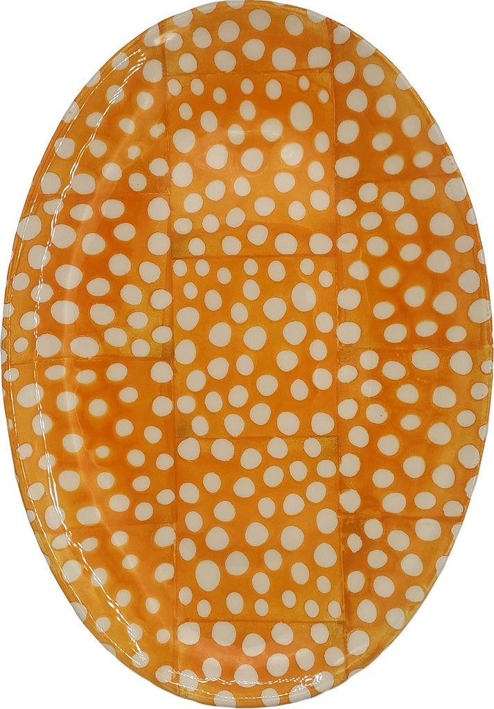 Multicolor Graphics Oval Platter - Dots yellow
