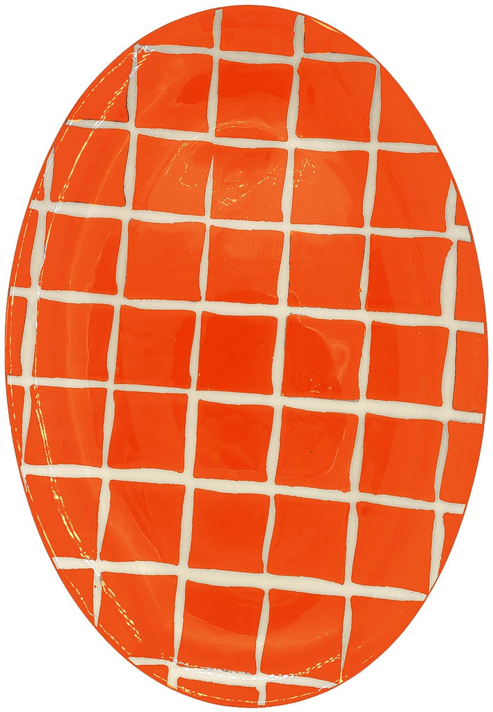 Multicolor Graphics Oval Platter - Square coral