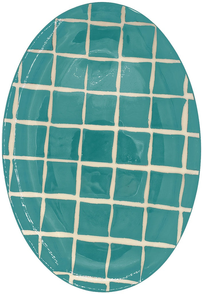 Multicolor Graphics Oval Platter - Square turquoise