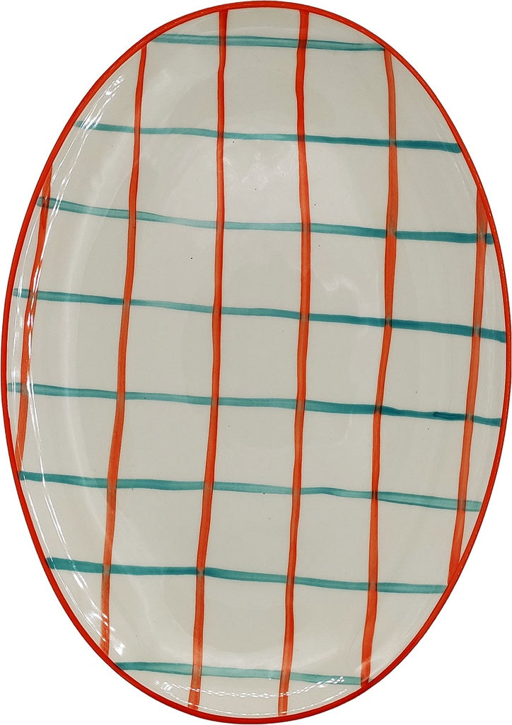 Multicolor Graphics Oval Platter - Square white