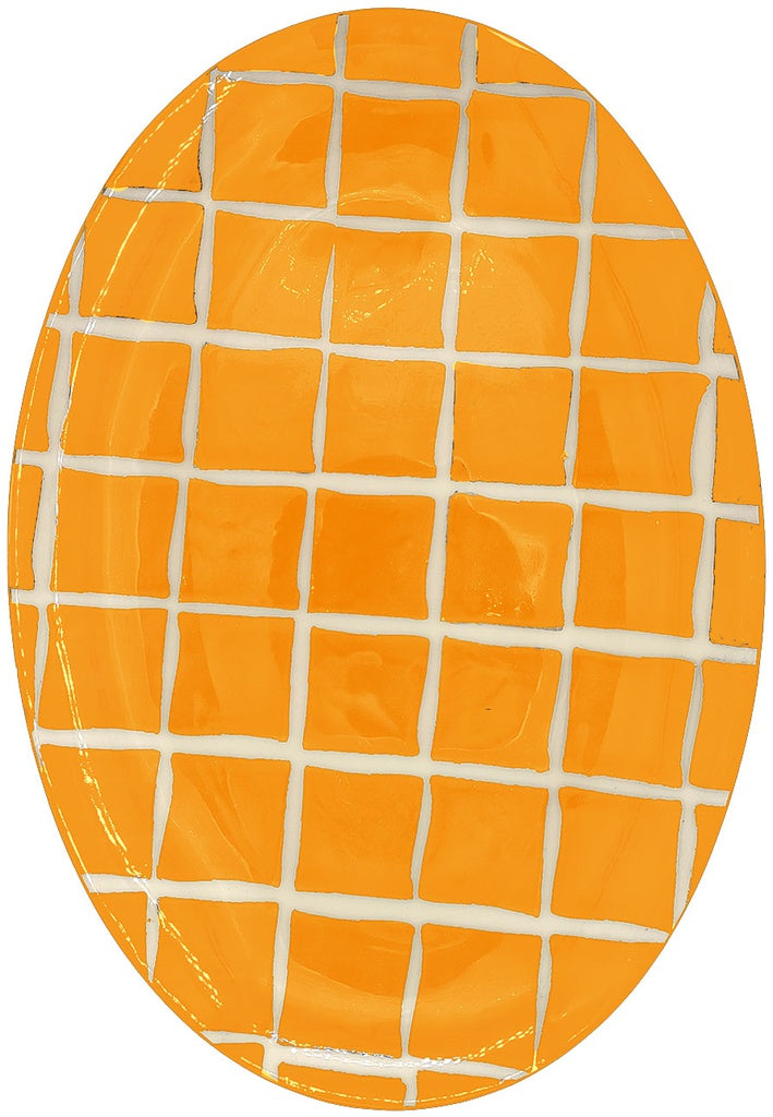 Multicolor Graphics Oval Platter - Square yellow