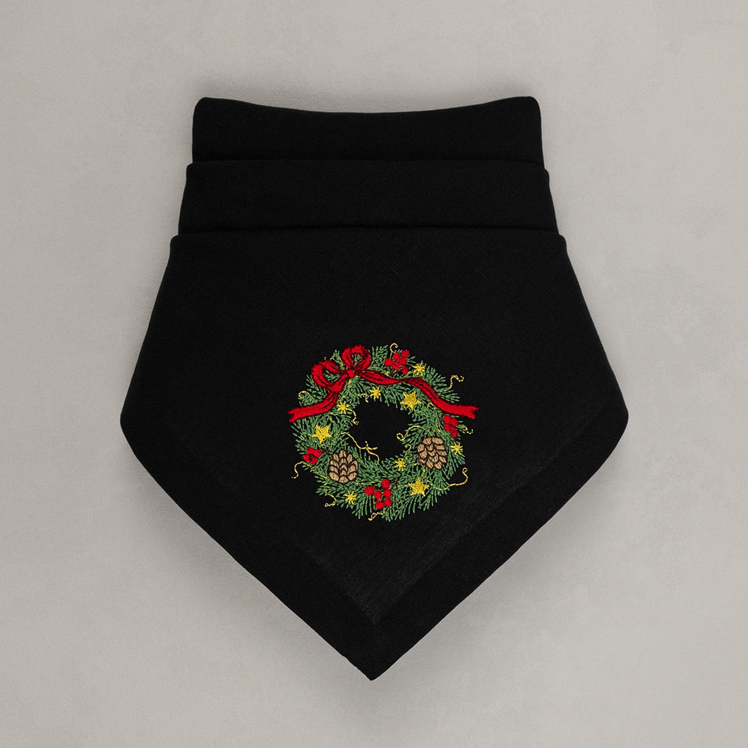 Serviette Adventskranz, schwarz