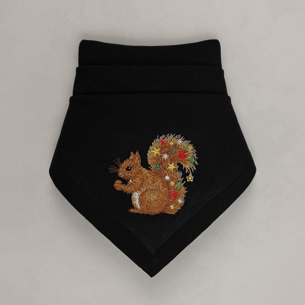 Serviette Weihnachtseichhörnchen, schwarz