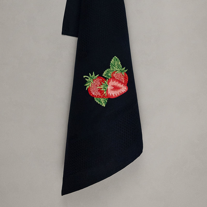 Tea towel strawberry, black